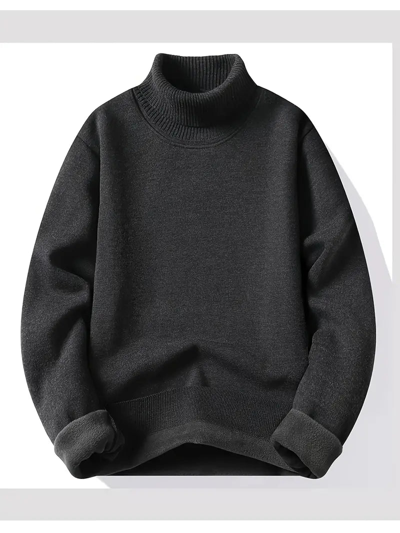 Herren Turtle Neck Pullover – Fleecegefüttert Warm