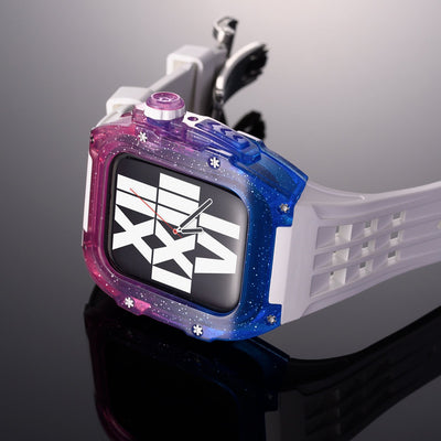RM V30 Glacier Series Fluororubber Multicolor Gehäuse Gummiband Mod Kit Für Apple Watch - Transparenz