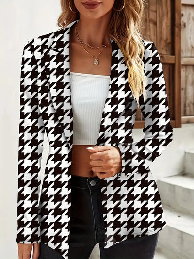Leopard Print Blazer mit Ein-Knopf, Lässiges Revers Langarmshirt Damenjacke