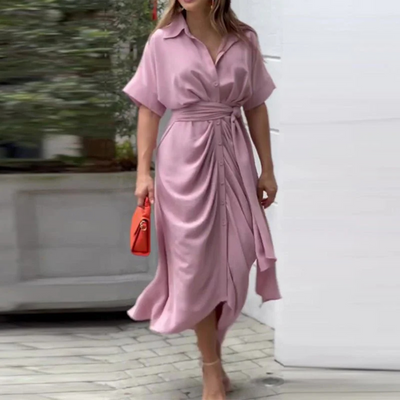 Elegantes Hemdblusenkleid Sommer Für Damen