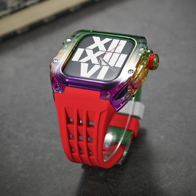 RM V30 Glacier Series Fluororubber Multicolor Gehäuse Gummiband Mod Kit Für Apple Watch - Transparenz