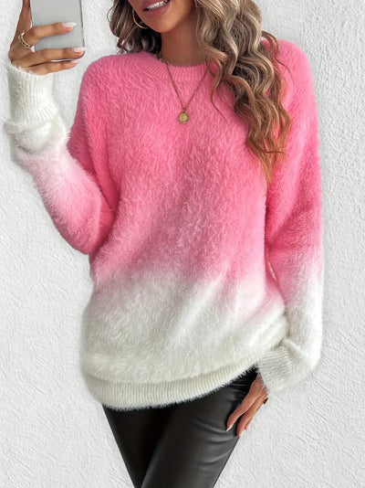 Eleganter Rundhalspullover mit Farbverlauf