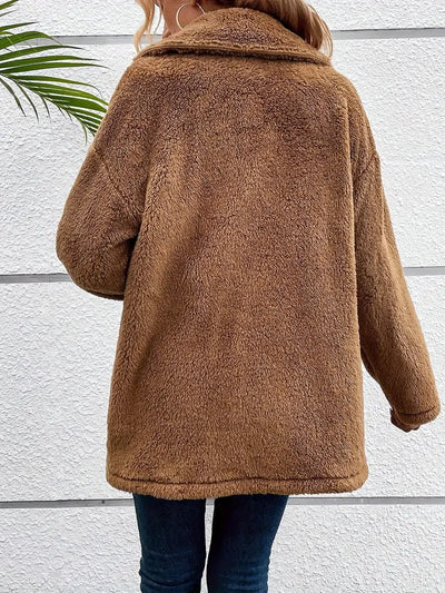 Leopardenmuster Damenmantel – Doppelreihig Kuschelig