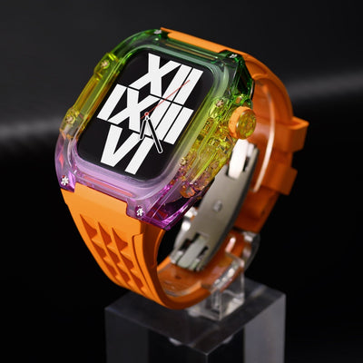 RM V30 Glacier Series Fluororubber Multicolor Gehäuse Gummiband Mod Kit Für Apple Watch - Transparenz