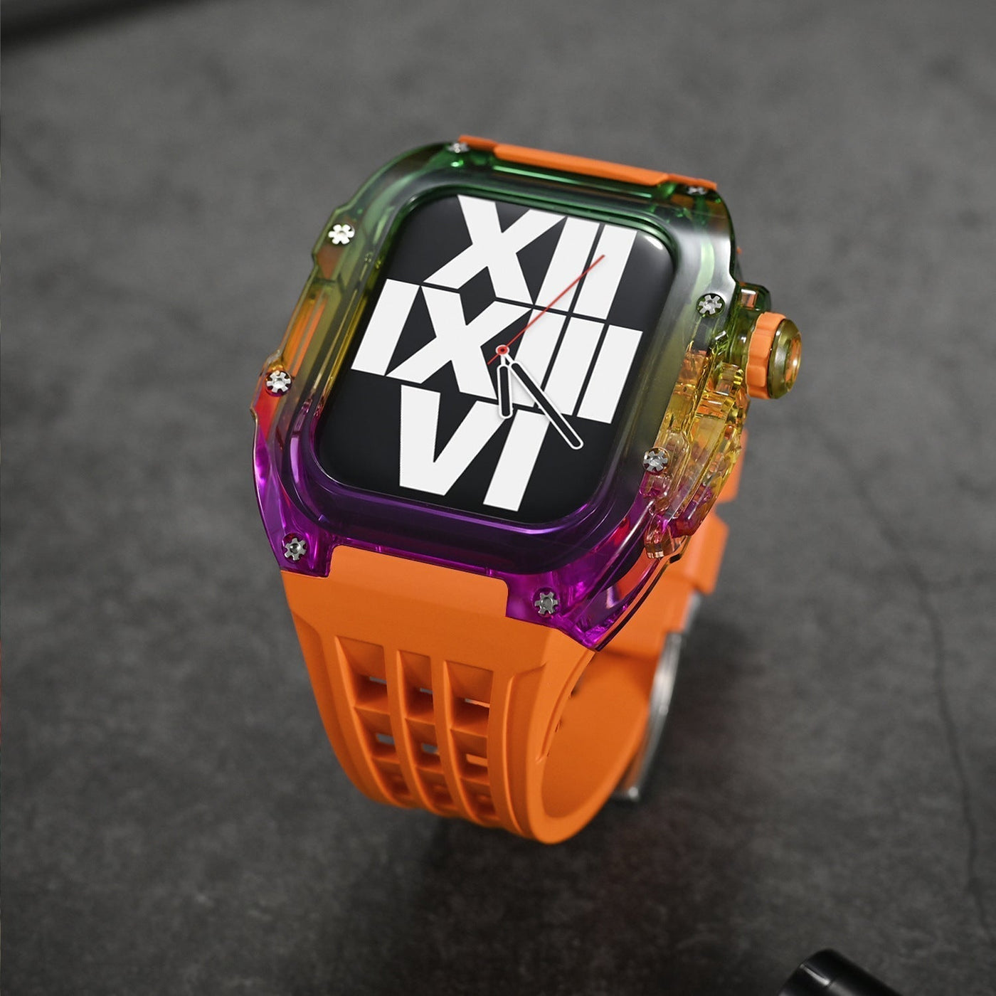 RM V30 Glacier Series Fluororubber Multicolor Gehäuse Gummiband Mod Kit Für Apple Watch - Transparenz