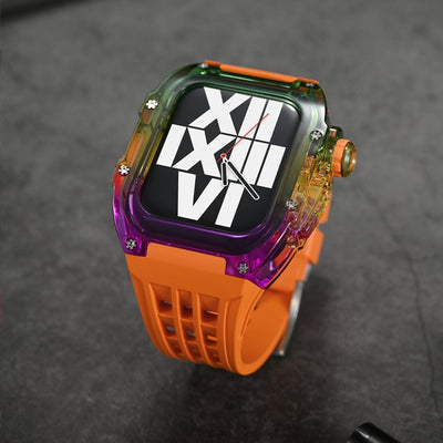RM V30 Glacier Series Fluororubber Multicolor Gehäuse Gummiband Mod Kit Für Apple Watch - Transparenz