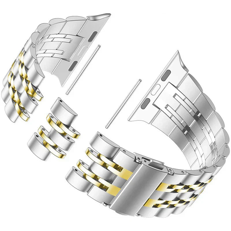 Luxuriöses Edelstahl-Faltschließe-Armband für die Apple Watch