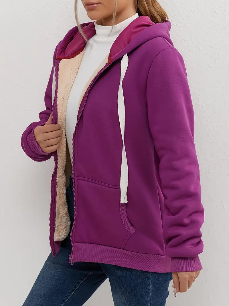 Damen Fleece-Lined Kapuzenjacke – Kuschelig, Zip-Up, für Outdoor