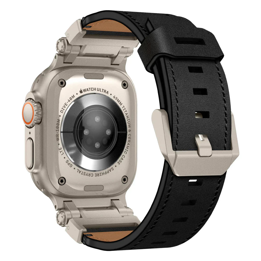 Neue Titan-Metallkopf-Lederarmband für Apple Watch