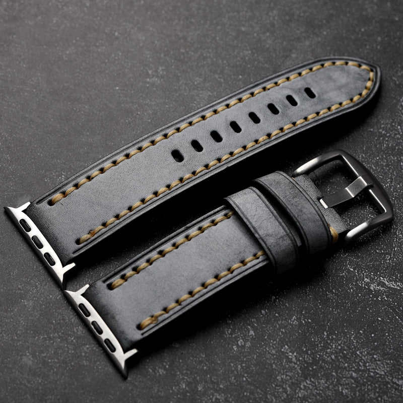 Einfaches handgefertigtes Lederarmband für die Apple Watch