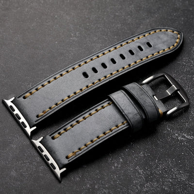 Einfaches handgefertigtes Lederarmband für die Apple Watch