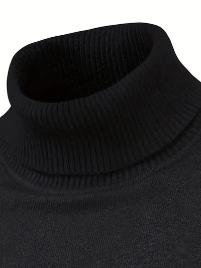 Herren-Winterpullover - Strick, Hoher Kragen, Uni, Casual, Warm, Bequem
