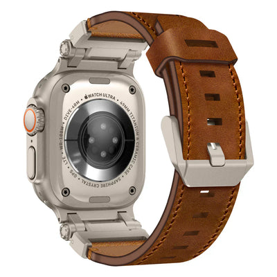 Neue Titan-Metallkopf-Lederarmband für Apple Watch