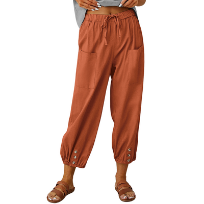 Lockere Hose mit Knopfdetails für Damen