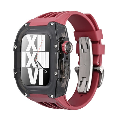 RM V30 Glacier Series Fluororubber Schwarzes Gehäuse Gummiband Mod Kit Für Apple Watch