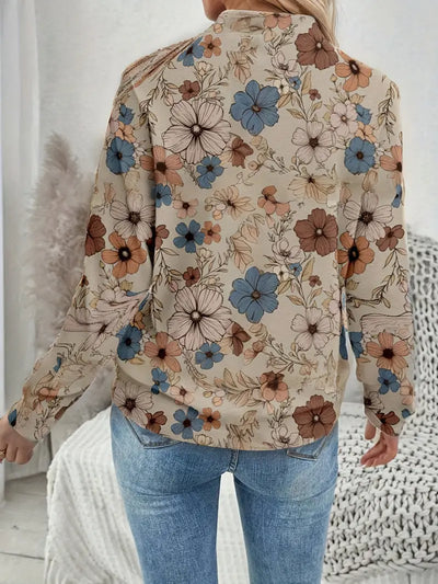 Vintage Blumenjacke Damen – Zip-Up, Rundhals, Lässiger Stil