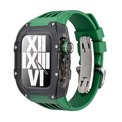 RM V30 Glacier Series Fluororubber Schwarzes Gehäuse Gummiband Mod Kit Für Apple Watch