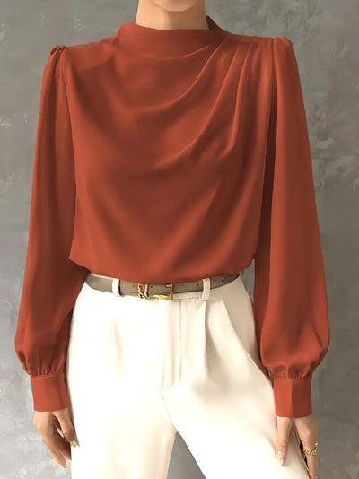 Elegantes Langarmshirt mit Rundhals und Reißverschluss – Lockerer Sitz