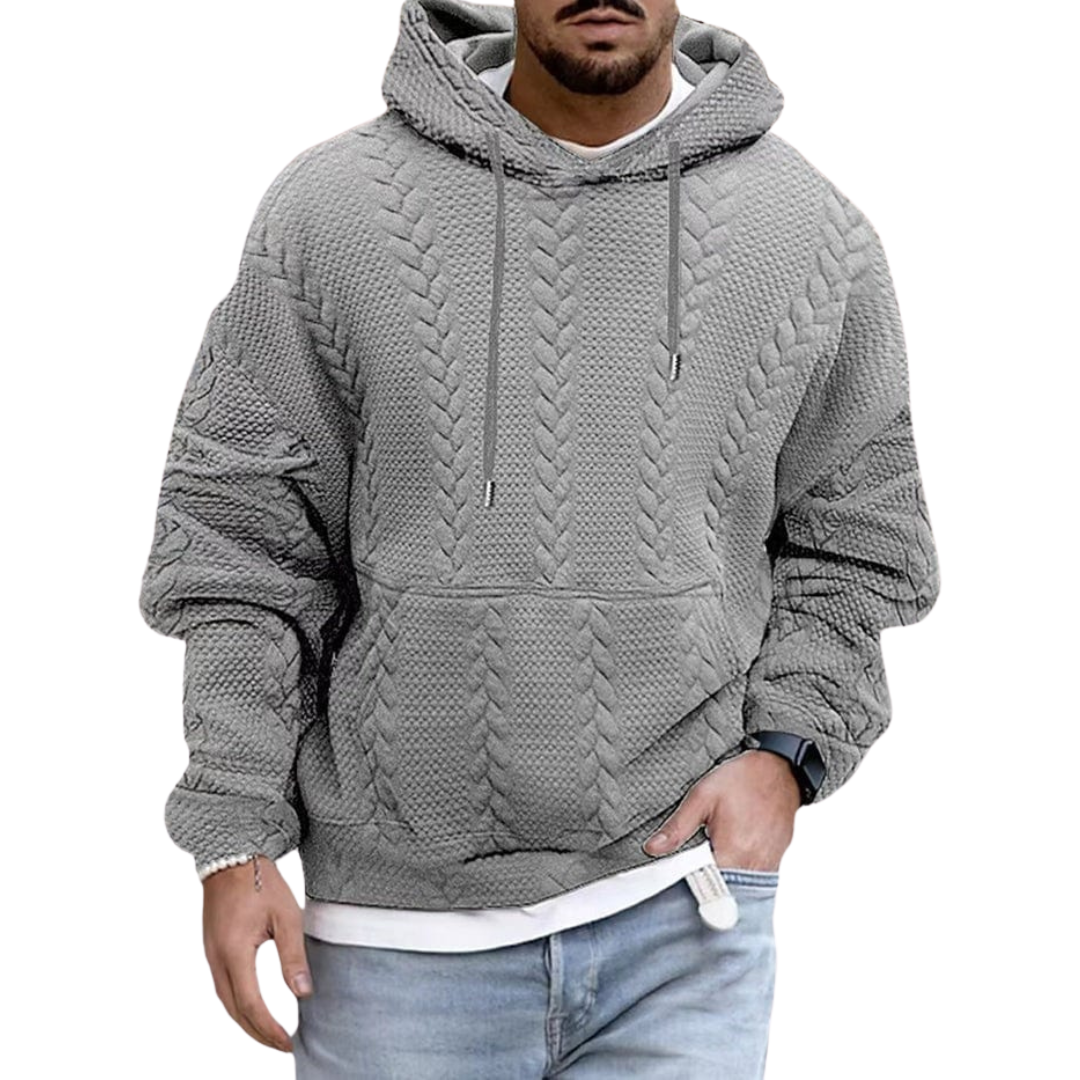 Kapuzenpullover mit Zopfmuster für Herren