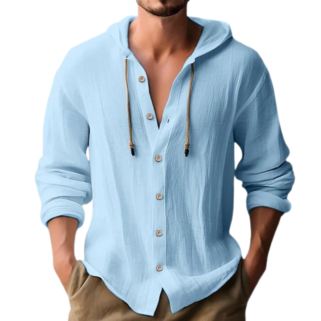 Button-Down Hemd mit Kapuze für Herren