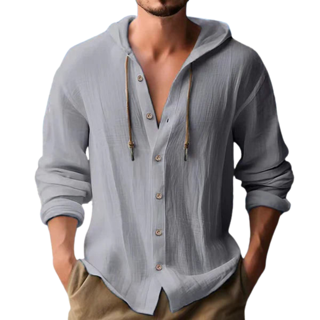 Button-Down Hemd mit Kapuze für Herren