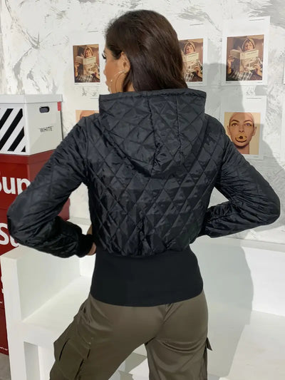 Steppjacke in Olivgrün – Casual Zip-Up mit Taschen