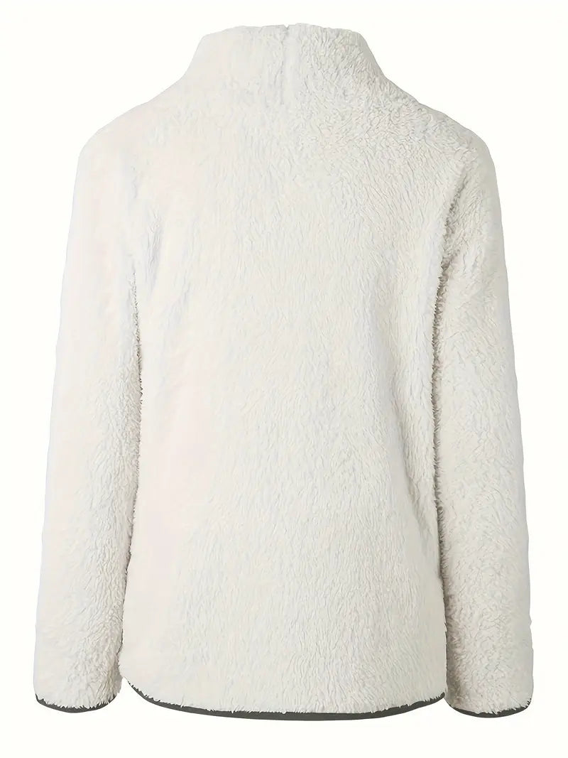 Lässiges Milky Thermal Turtleneck Sweatshirt mit Kontrastbesatz