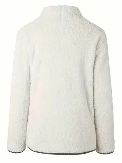 Lässiges Milky Thermal Turtleneck Sweatshirt mit Kontrastbesatz