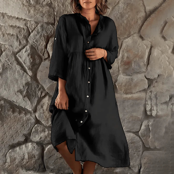 Cecilia | Luftiges Baumwolle und Leinen Kleid für den Alltag