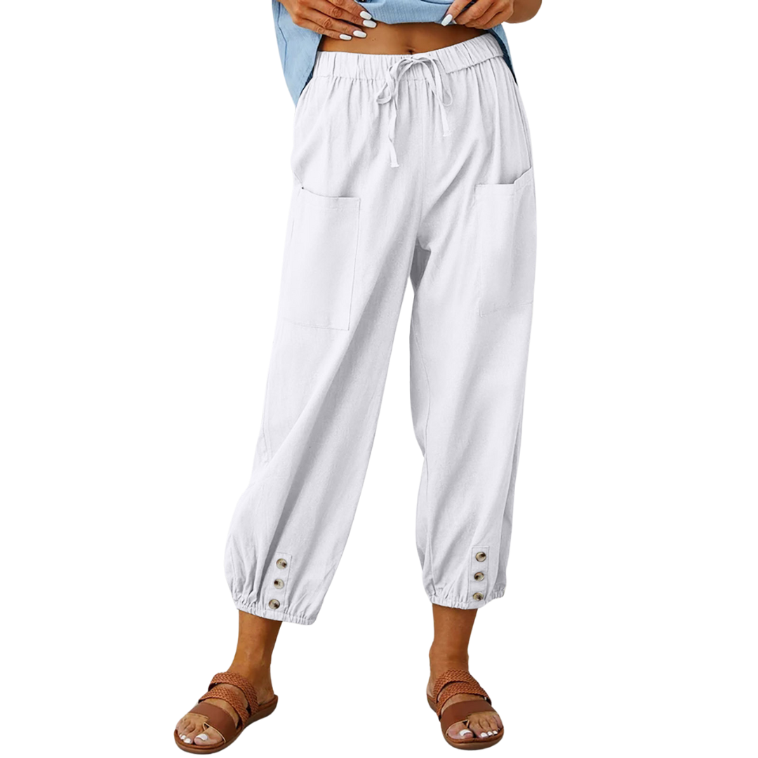 Lockere Hose mit Knopfdetails für Damen