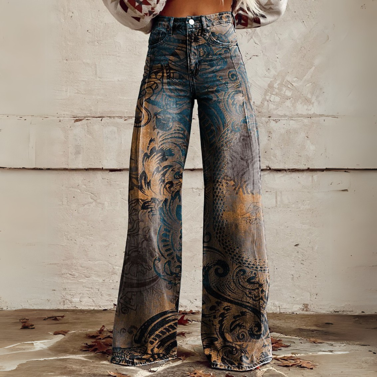 Schlaghose mit Barock-Print Für Damen