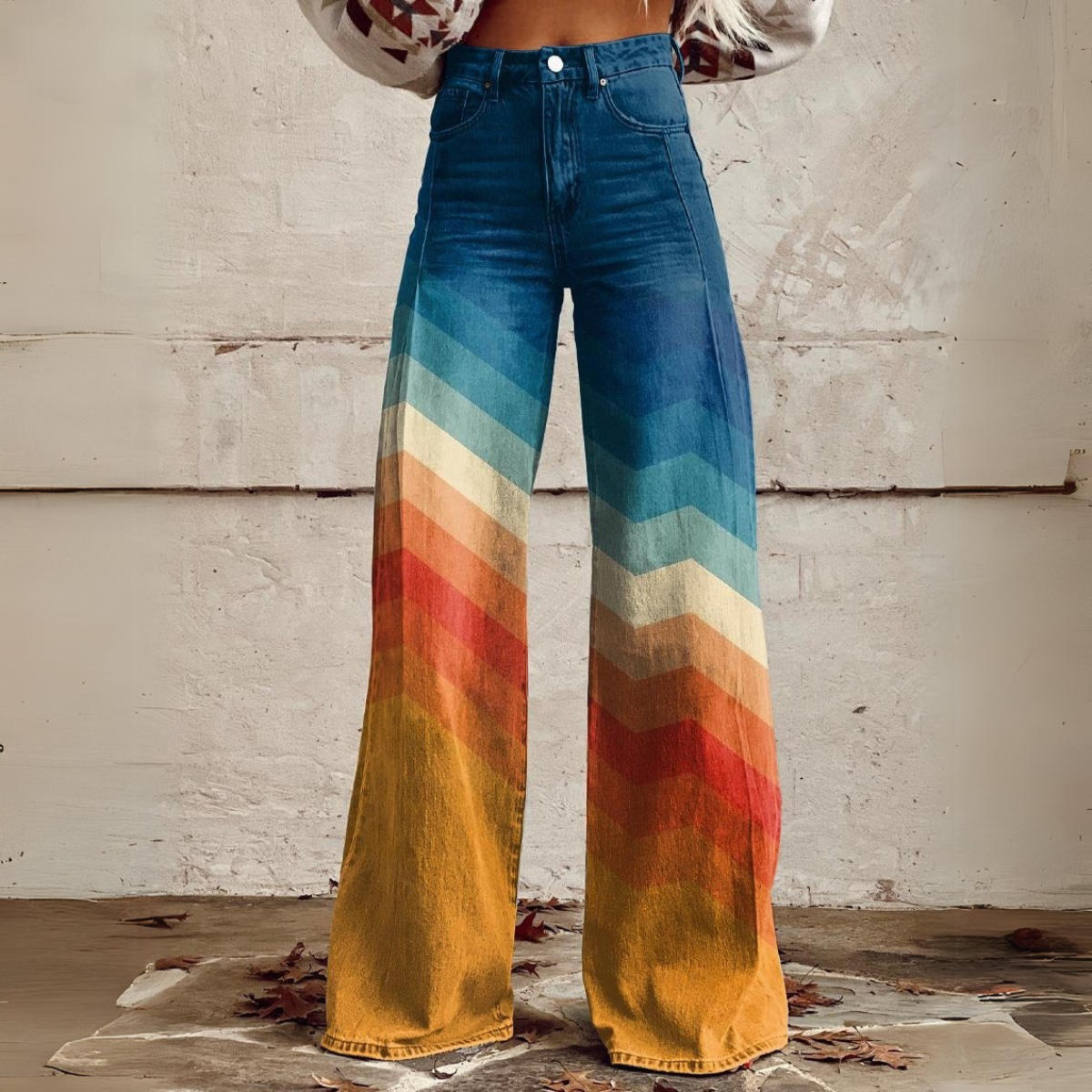 Chevron-Muster Weite Hose Für Damen