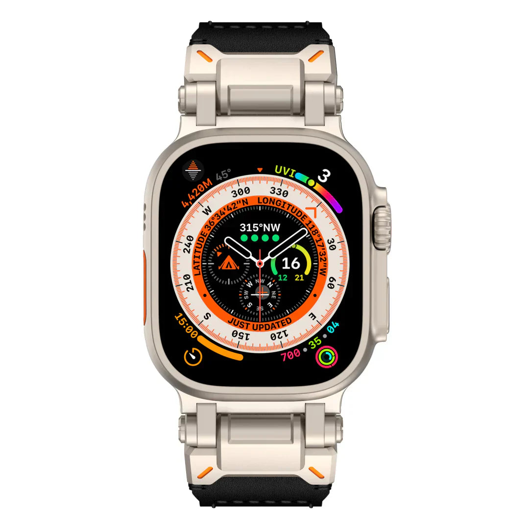 Neue Titan-Metallkopf-Lederarmband für Apple Watch