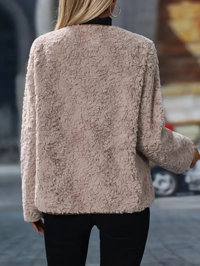 Damen Winterjacke – Kunstpelz, Fleece, Sportlich, Langarm, Polyester