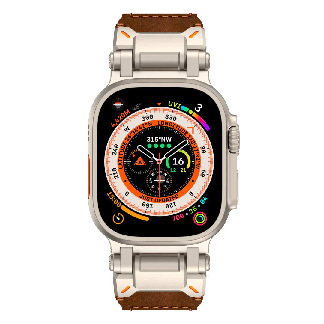 Neue Titan-Metallkopf-Lederarmband für Apple Watch