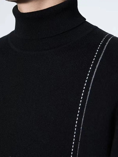 Herren-Winterpullover - Strick, Streifenmuster, Casual, Elastisch
