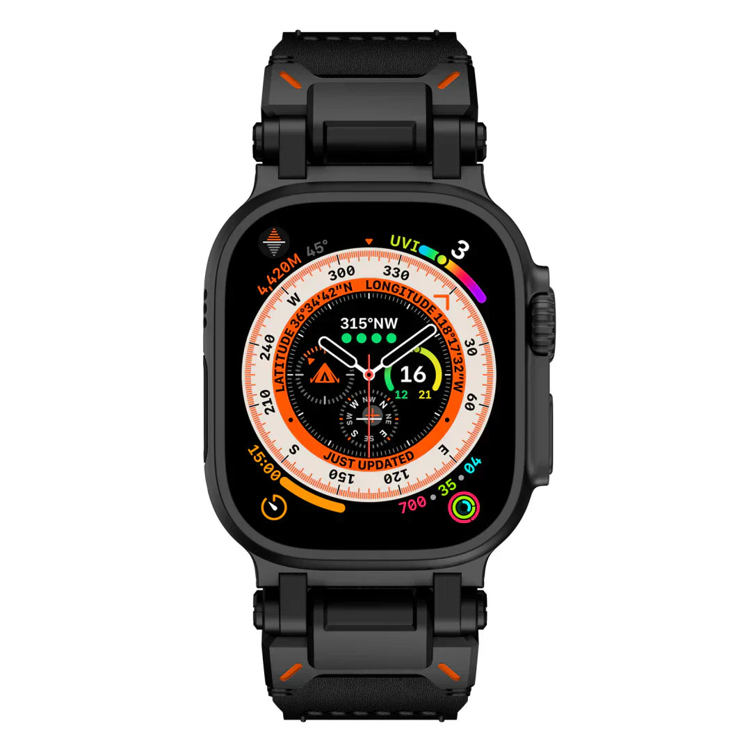 Neue Titan-Metallkopf-Lederarmband für Apple Watch