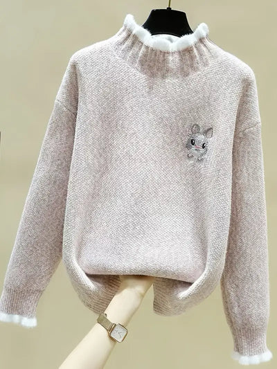 Kuscheliger Chenille-Pullover mit halbhohem Ausschnitt