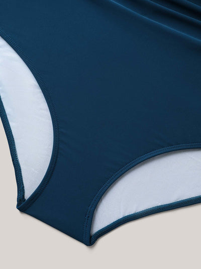 AquaWrap™ – Einfarbiger Einteiler-Badeanzug mit Wickelausschnitt und Gürtel