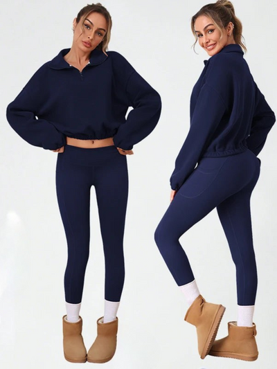 Retaria | Wärmendes Fleece-Yoga Set für Damen Winter