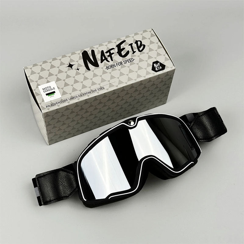 Retro Motorradbrille - Über Brille tragbar