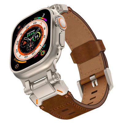 Neue Titan-Metallkopf-Lederarmband für Apple Watch