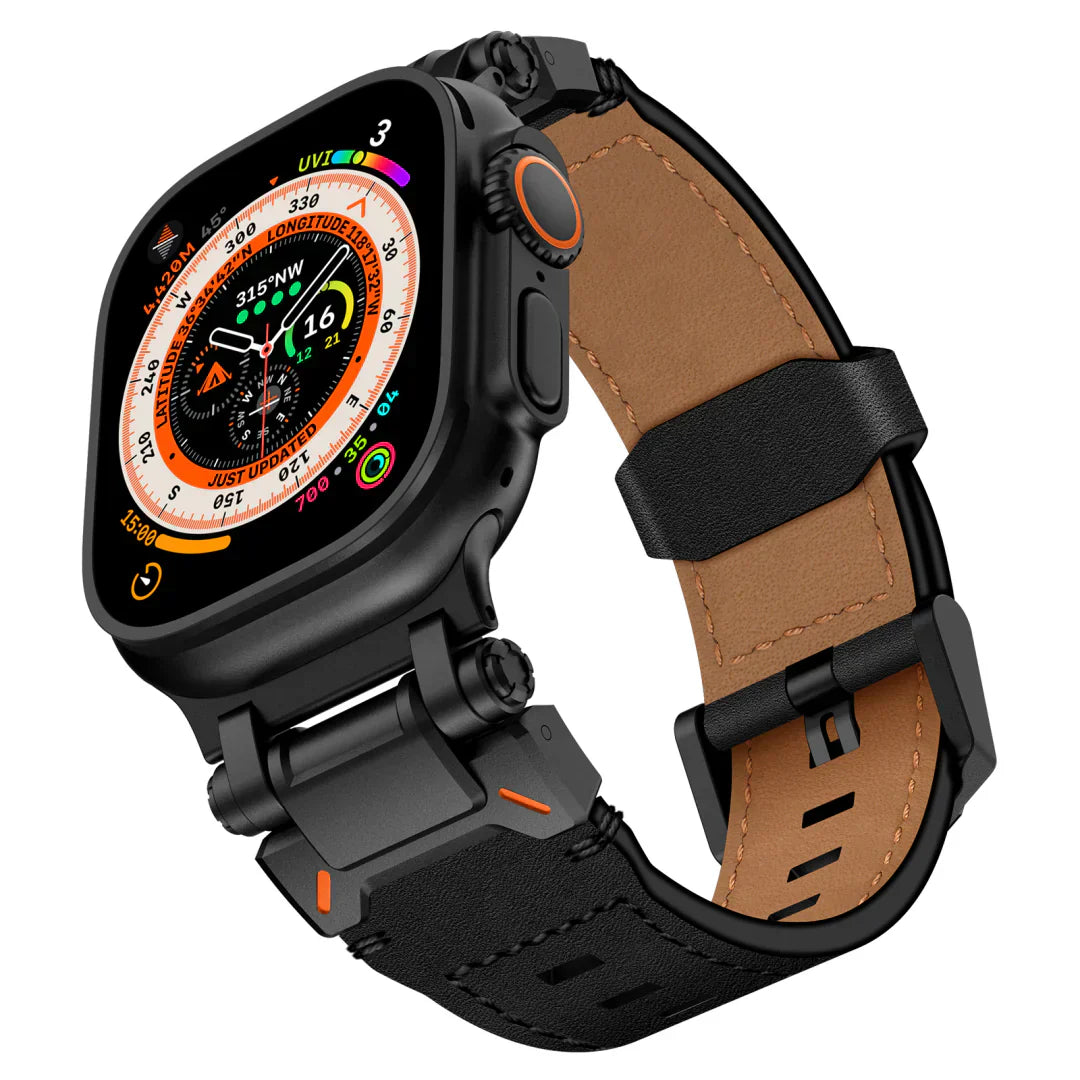 Neue Titan-Metallkopf-Lederarmband für Apple Watch