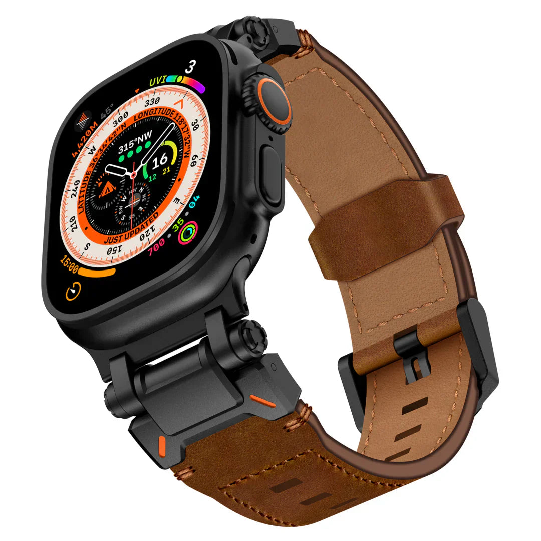 Neue Titan-Metallkopf-Lederarmband für Apple Watch