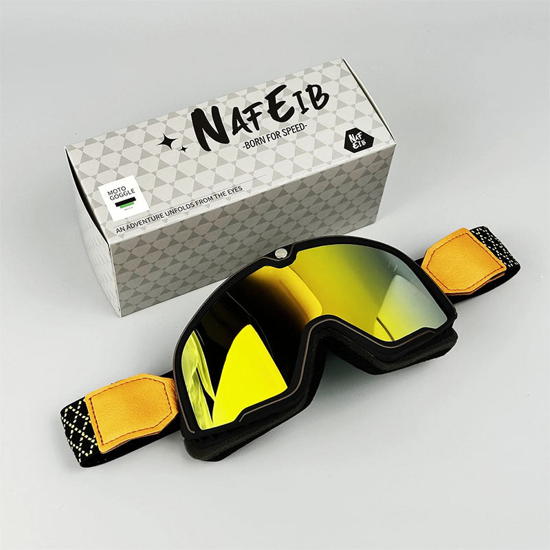 Retro Motorradbrille - Über Brille tragbar