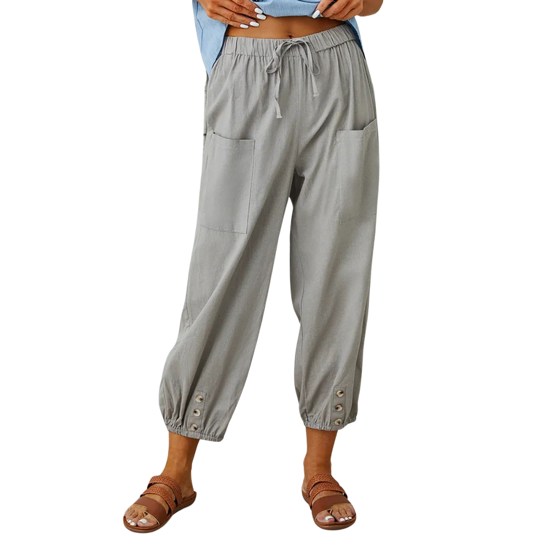 Lockere Hose mit Knopfdetails für Damen