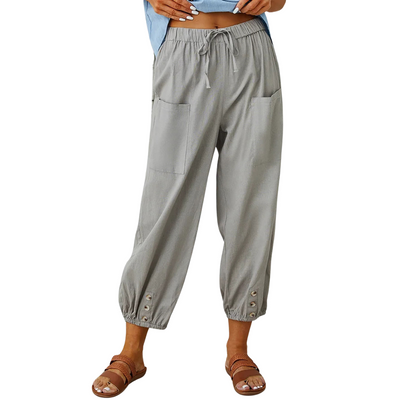 Lockere Hose mit Knopfdetails für Damen