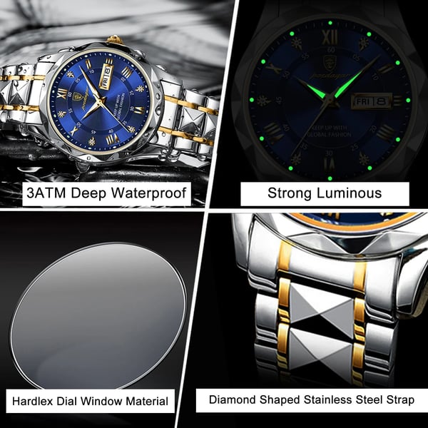 Wasserdichte Luxus-Herrenarmbanduhr von der Top-Marke mit Leuchtfunktion