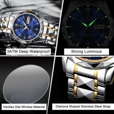 Wasserdichte Luxus-Herrenarmbanduhr von der Top-Marke mit Leuchtfunktion