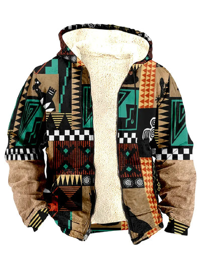Herren Hoodie mit Tribal-Muster – 3D-Druck Fleecejacke für Herbst/Winter
